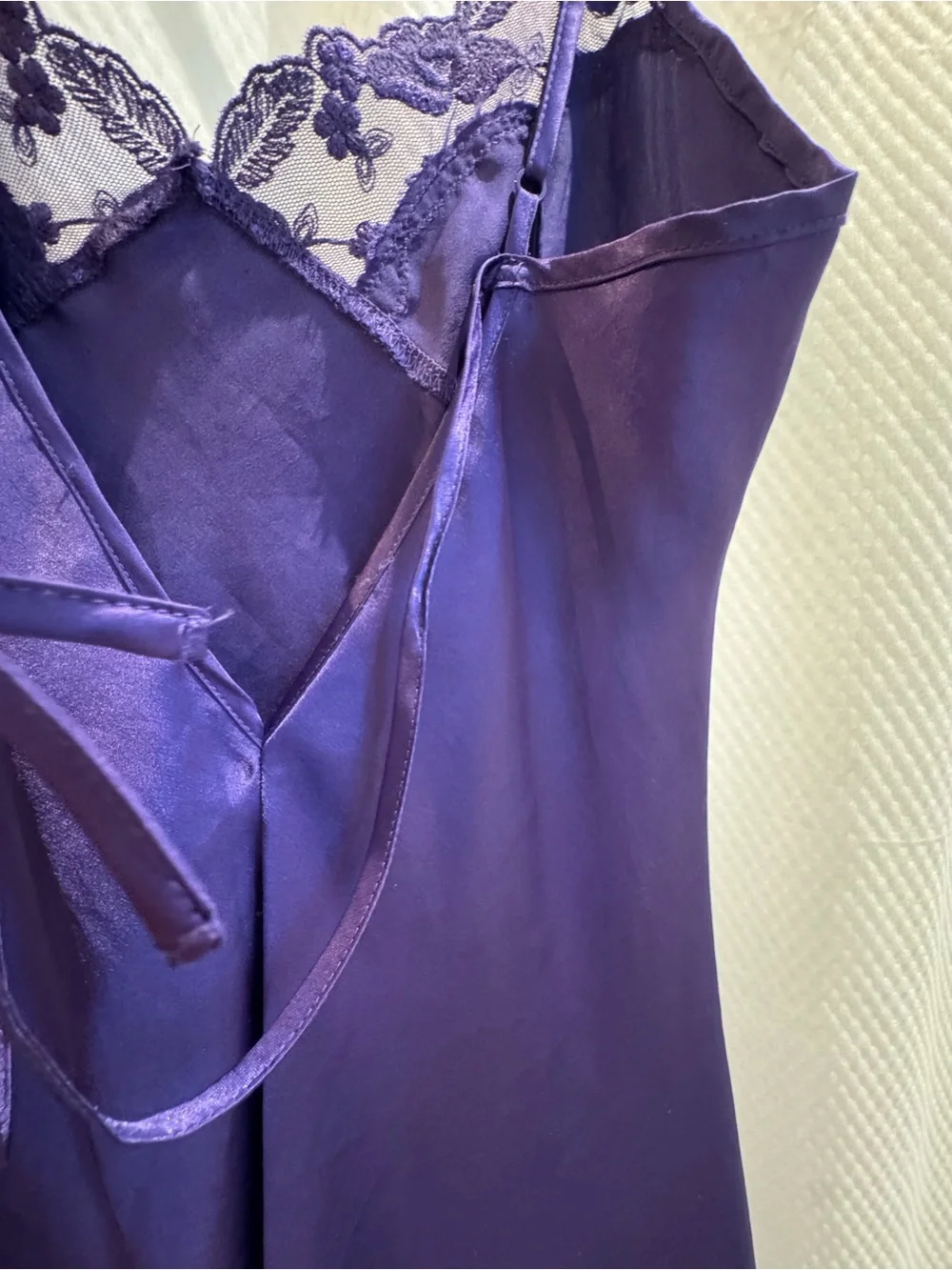 Victoria's Secret Purple Satin Lace-Trim Chemise